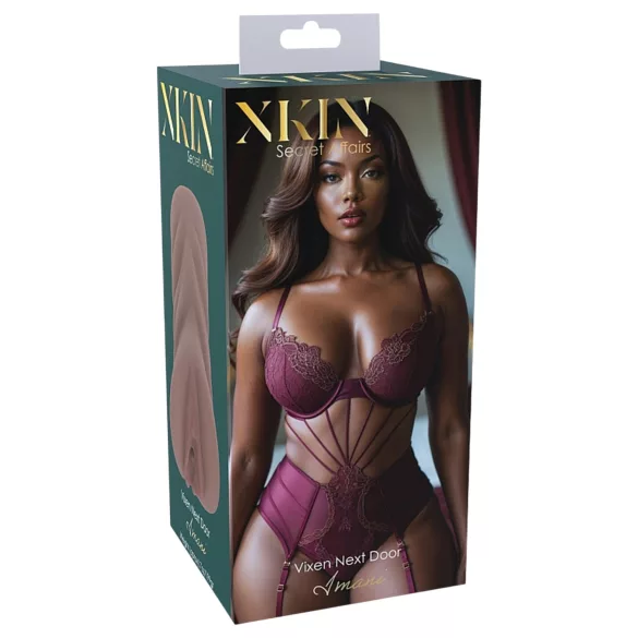XKIN Next Door Amani - levensechte kunstvagina‑masturbator (donker natuurkleur)