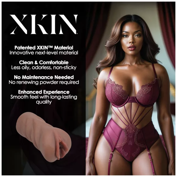 XKIN Next Door Amani - levensechte kunstvagina‑masturbator (donker natuurkleur)