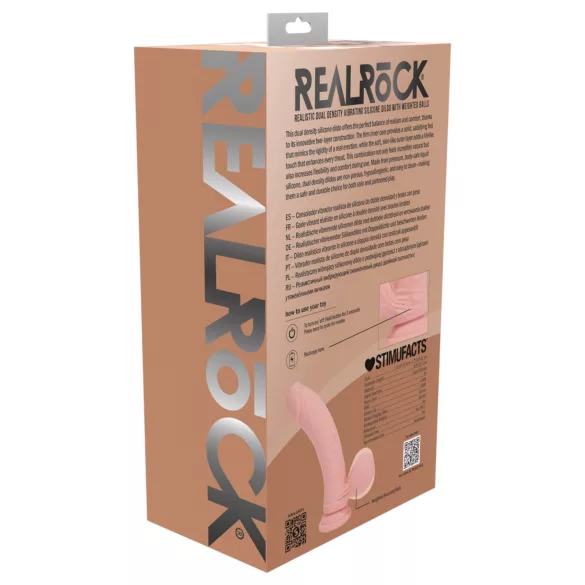 RealRock - realistische vibrator met dubbele dichtheid (huidskleur) - 18 cm