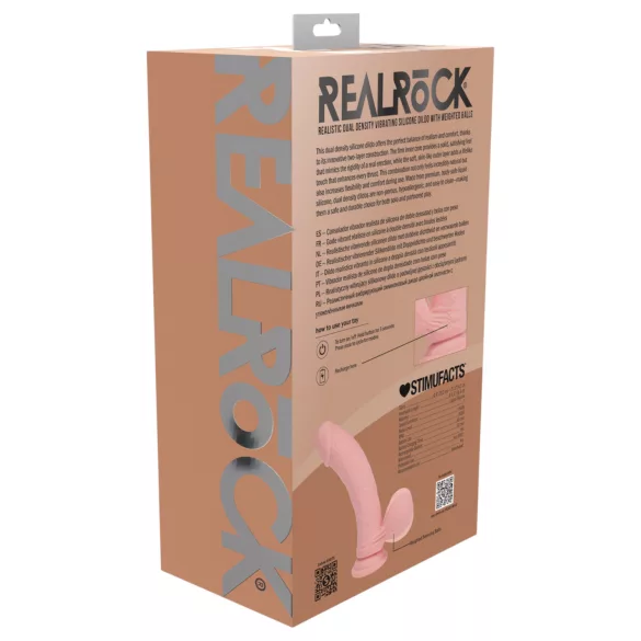 RealRock - realistische vibrator met dubbele dichtheid (huidskleur) - 20 cm
