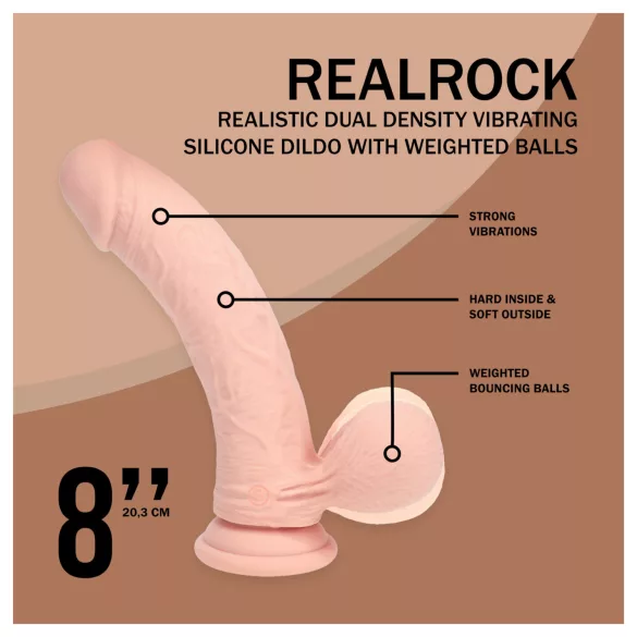 RealRock - realistische vibrator met dubbele dichtheid (huidskleur) - 20 cm