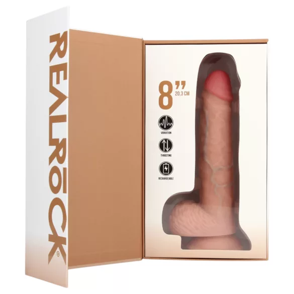 RealRock - dildo met zuignap en stootfunctie - huidskleur - 20,5cm