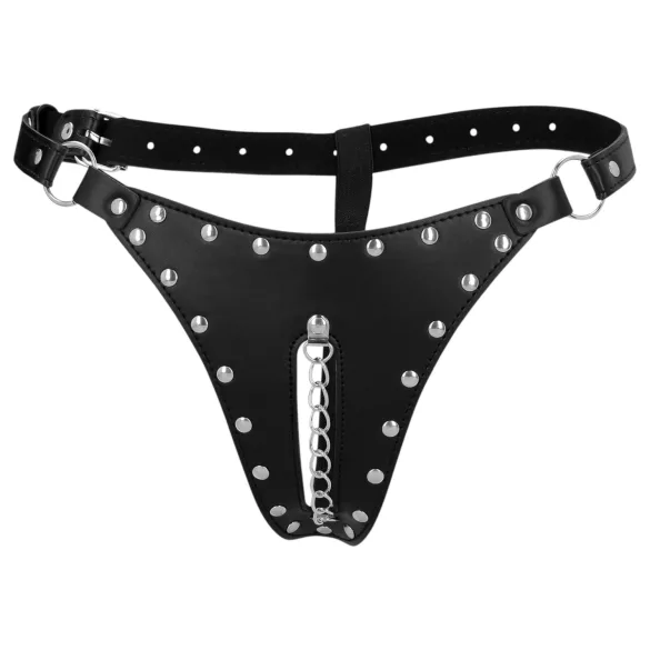 Ouch! - kuisheidsslip met studs en ketting (zwart)