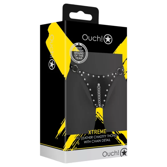 Ouch! - kuisheidsslip met studs en ketting (zwart)