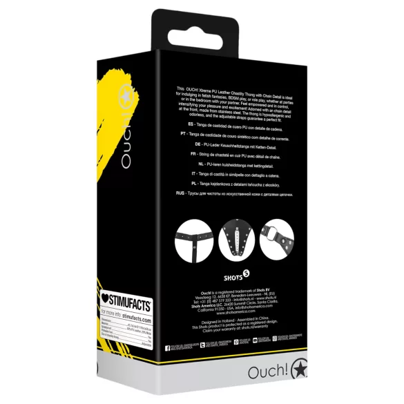Ouch! - kuisheidsslip met studs en ketting (zwart)