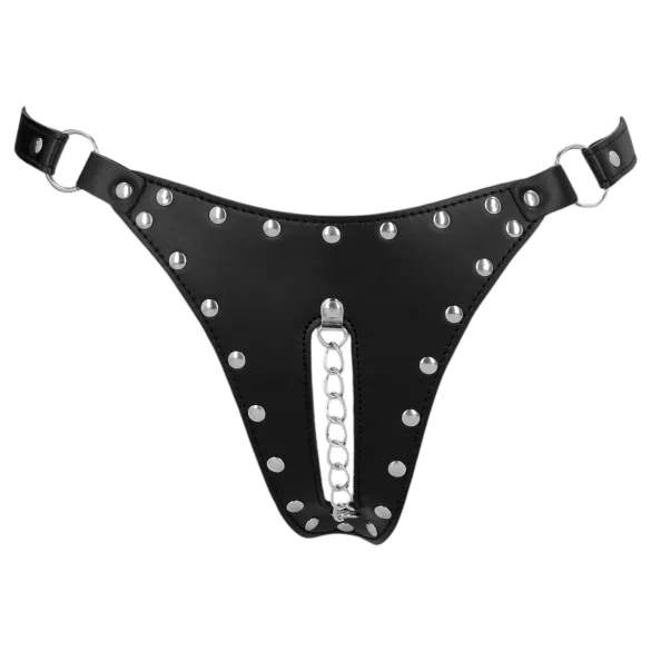 Ouch! - kuisheidsslip met studs en ketting (zwart)