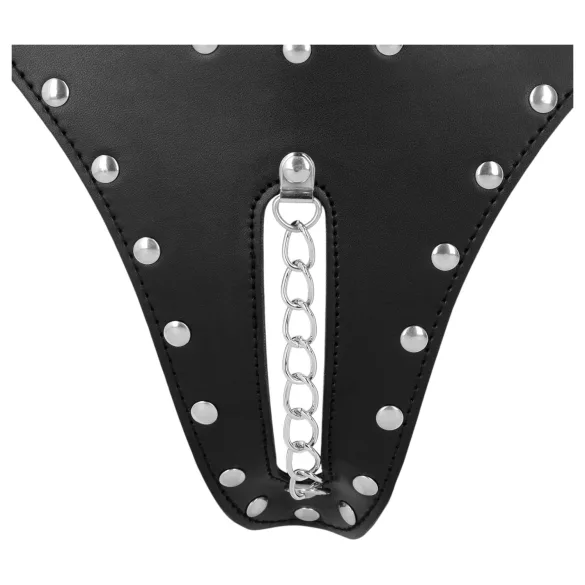 Ouch! - kuisheidsslip met studs en ketting (zwart)