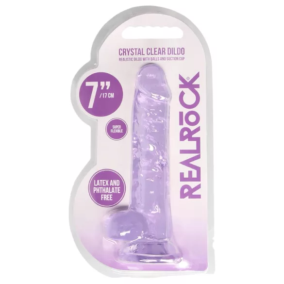 RealRock - dildo transparant realistisch - paars 17cm