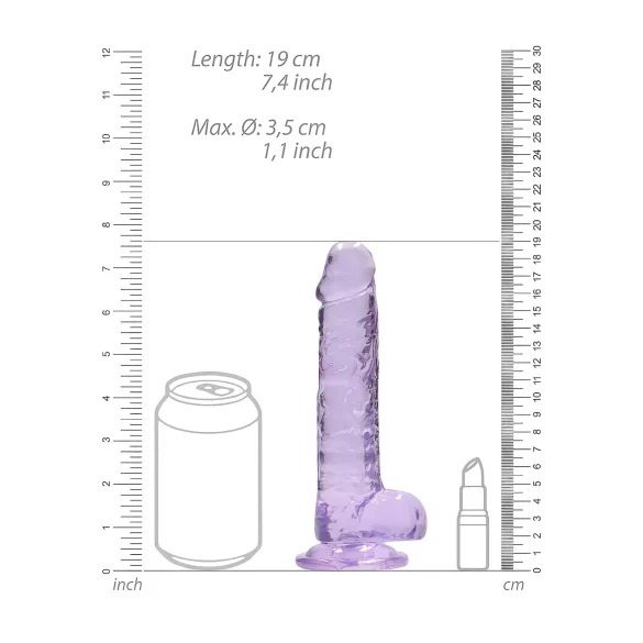 RealRock - dildo transparant realistisch - paars 17cm