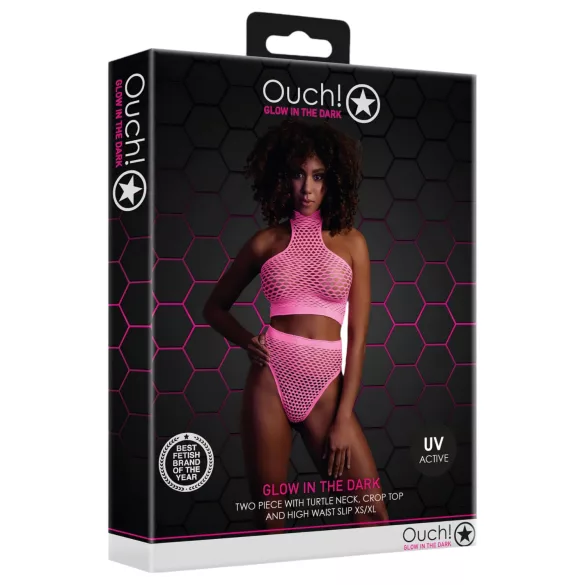 Ouch! - lingerieset dames - glow in the dark - roze