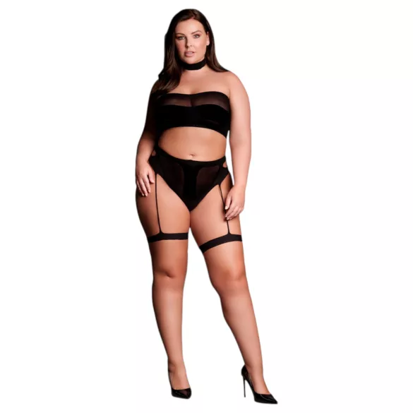 Le Désir - Plus size lingerie set - 3-delig - zwart - XL-4XL