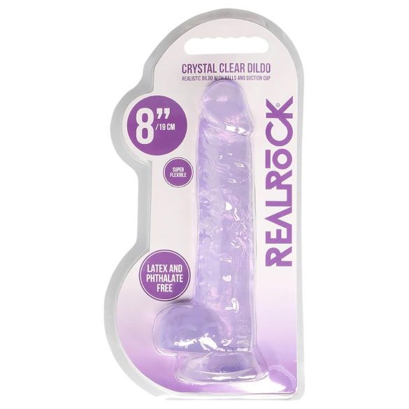REALROCK - transparante levensechte dildo - paars (19 cm)