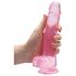 REALROCK - transparante levensechte dildo - roze (19 cm)