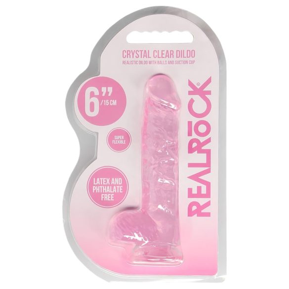 REALROCK - transparante realistische dildo - roze (15 cm)