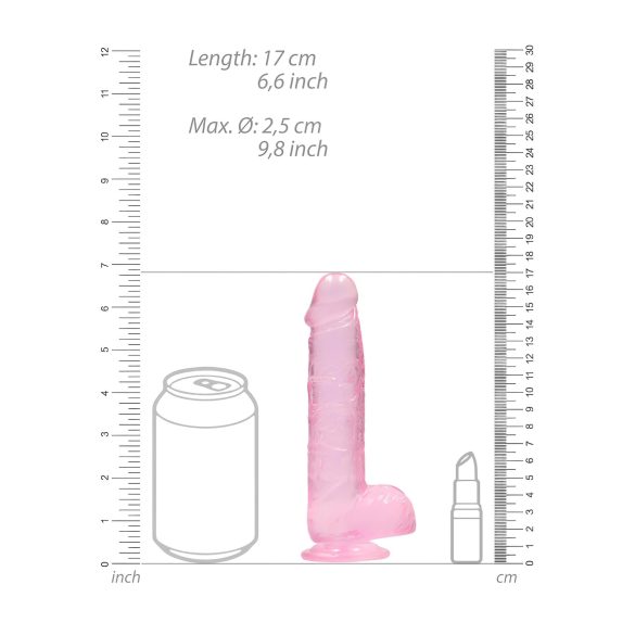 RealRock - realistische dildo - transparant roze - 15cm