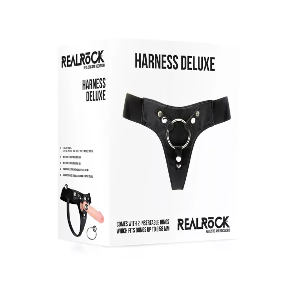 RealRock Deluxe - harnas voor strap-on - verstelbaar - zwart