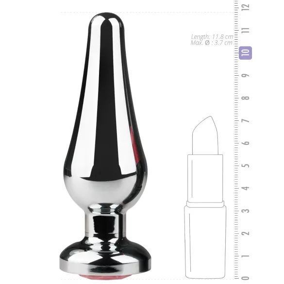 Easytoys Metal No.11 - anale plug met roze steen - zilver - 3,5 cm