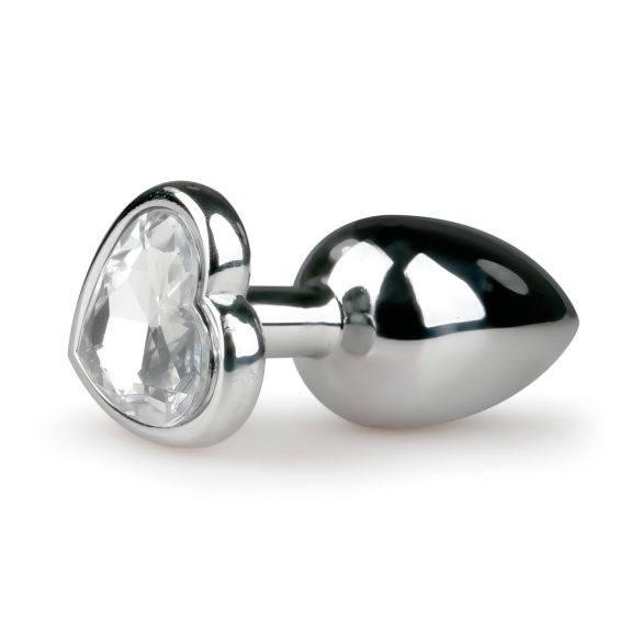 Easytoys Metaal No.2 - Anale Plug met Hartvormige Steen (Zilver-Wit)