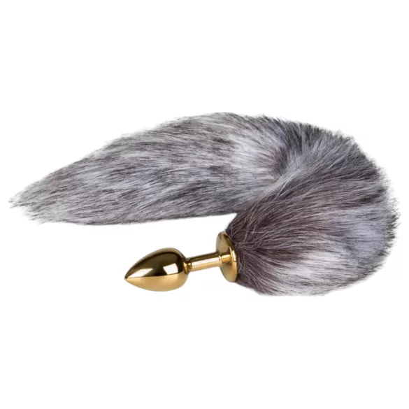 Easytoys Fox NO5 - metalen buttplug met vossenstaart - goud zilver
