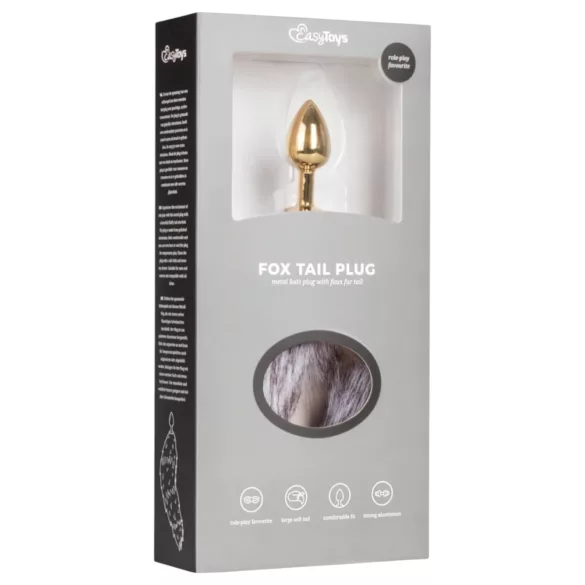 Easytoys Fox NO5 - metalen buttplug met vossenstaart - goud zilver