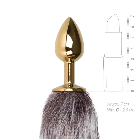 Easytoys Fox NO5 - metalen buttplug met vossenstaart - goud zilver