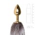 Easytoys Fox NO5 - metalen anale plug met vossenstaart (goud-zilver)