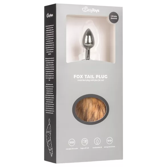 Easytoys Fox NO1 - metalen buttplug met vossenstaart - zilver-rood
