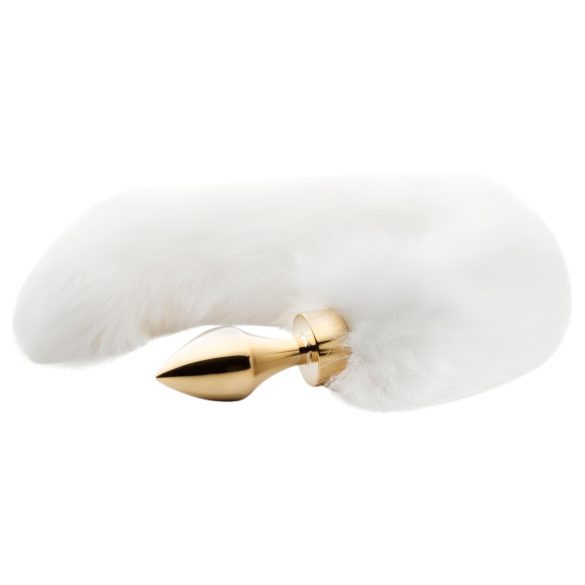 Easytoys Fox NO13 - metalen buttplug met vossenstaart (goud-wit)