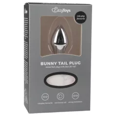   Easytoys Bunny NO1 - metalen buttplug met konijnenstaart - zilver/wit