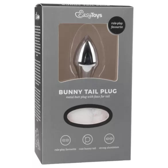 Easytoys Bunny NO1 - metalen buttplug met konijnenstaart - zilver/wit