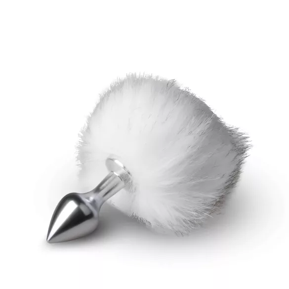 Easytoys Bunny NO1 - metalen buttplug met konijnenstaart - zilver/wit