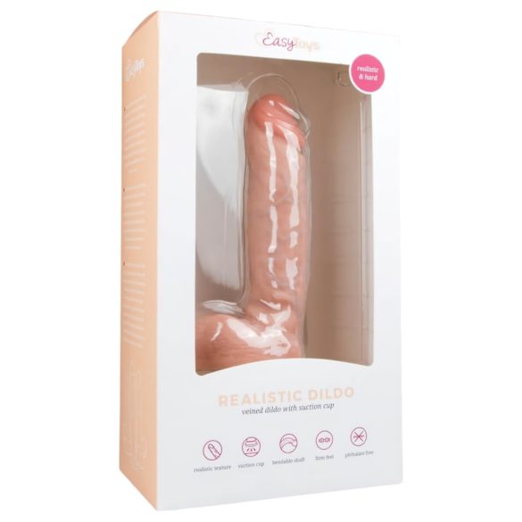 Easytoys - zuignap dildo met ballen (22,5 cm) - huidkleurig