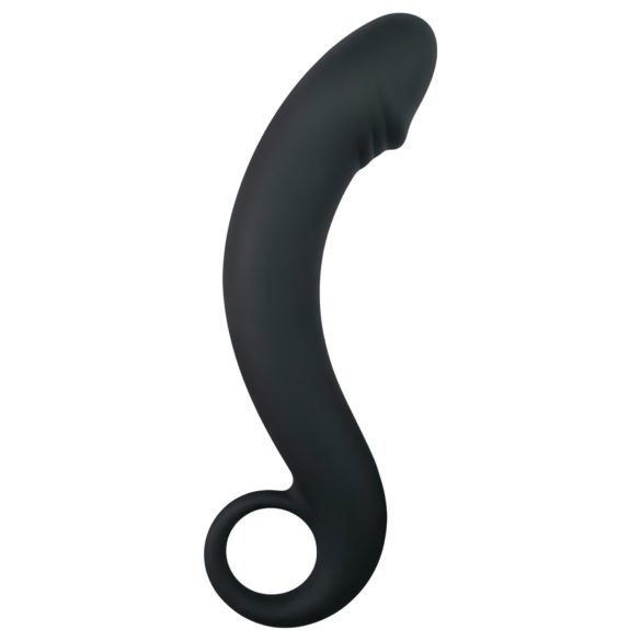 EasyToys Gebogen Dong - siliconen anale dildo (zwart)