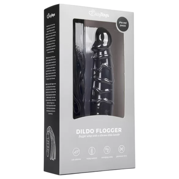 Easytoys - Flogger zweep en dildo - 2-in-1 siliconen - zwart
