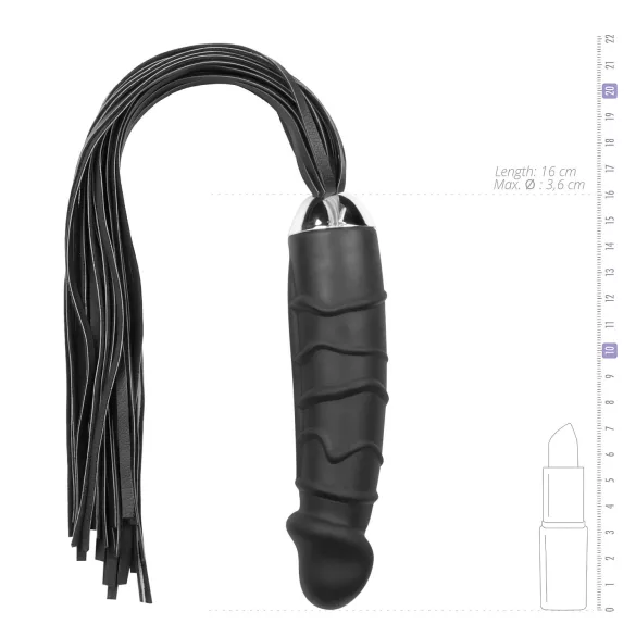 Easytoys - Flogger zweep en dildo - 2-in-1 siliconen - zwart