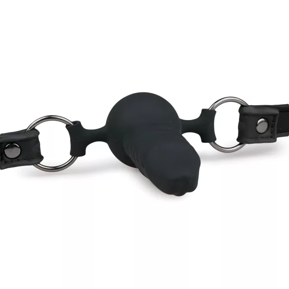 EasyToys - mondknevel met interne dildo (zwart)