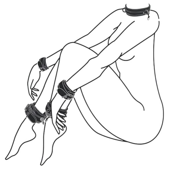 Easytoys - Halsband, pols- en enkelboeien set (zwart)