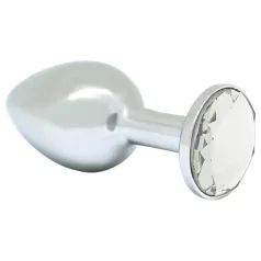   Rimba - buttplug met kristal - metaal - transparant steentje - zilver