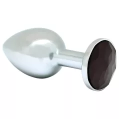 Rimba - buttplug - met zwarte steen - metaal zilver XS