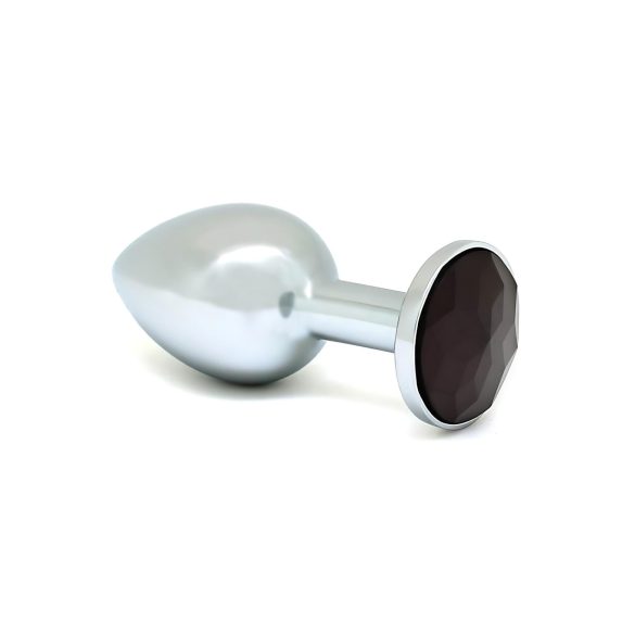 Rimba XS - zwarte metalen anaalplug met steentje (zilver)