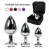 Rimba XS - zwarte metalen anaalplug met steentje (zilver)