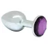 Rimba - buttplug - met paarse steen - metaal zilver XS