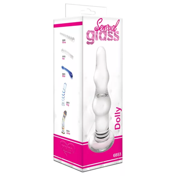 Rimba Dolly - glazen anaal dildo - gebogen met ribbels - transparant