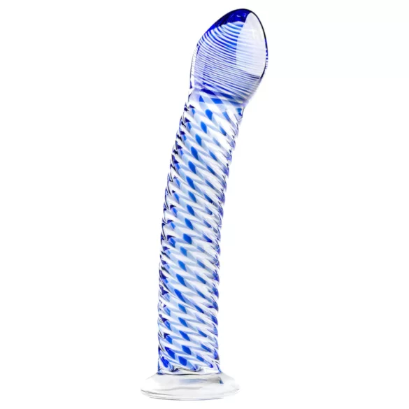 Gildo Glass No. 5 - glazen dildo met spiraal - transparant blauw