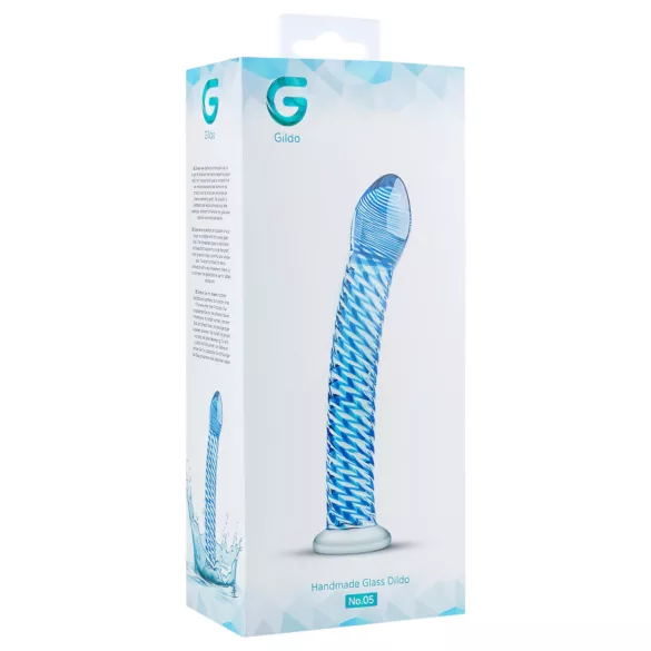Gildo Glass No. 5 - glazen dildo met spiraal - transparant blauw
