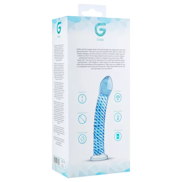 Gildo Glass No. 5 - glazen dildo met spiraal - transparant blauw