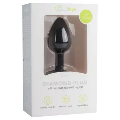   Easytoys Diamond - anale plug met witte steen - klein - zwart
