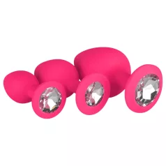 Easytoys Diamond - anaal plug set - siliconen - roze