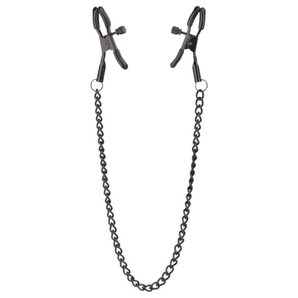 Blaze Deluxe - metalen tepelklem met ketting (zwart)