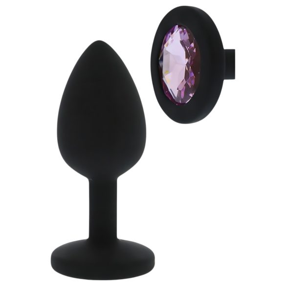All Time Favorites - paarse edelsteen, siliconen anaalplug (zwart)